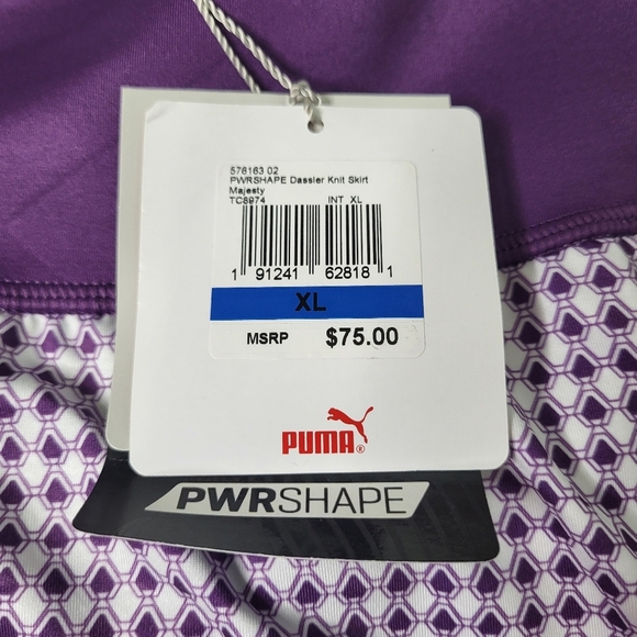 Puma Power Shape Dry Cell Golf Skirt With Pockets. Purple And White. Size XL - Picture 10 of 11